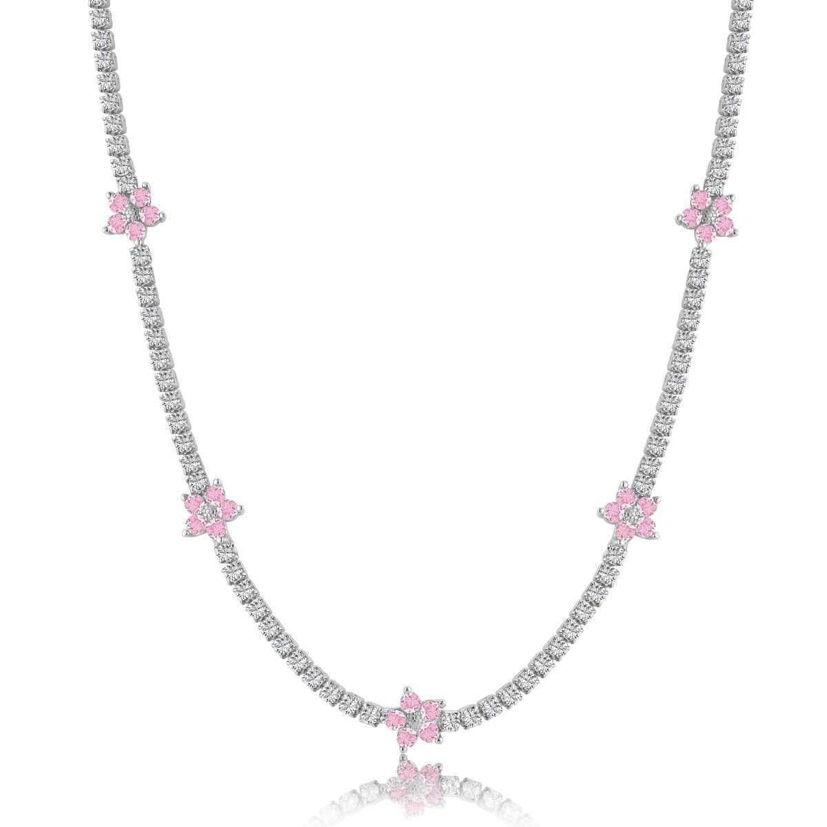 [Royal Jewellery]Luxurious Colorful Flower Tennis Necklace