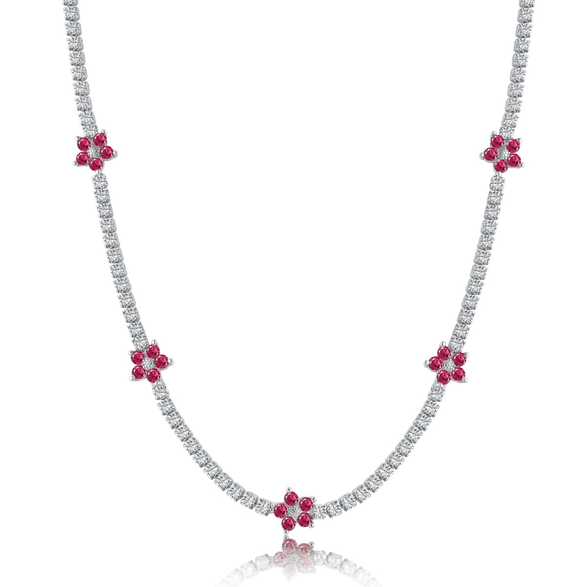 [Royal Jewellery]Luxurious Colorful Flower Tennis Necklace