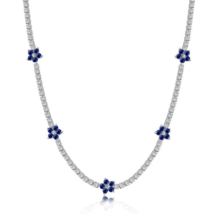 [Royal Jewellery]Luxurious Colorful Flower Tennis Necklace