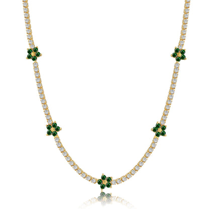 [Royal Jewellery]Luxurious Colorful Flower Tennis Necklace