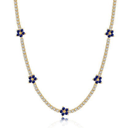 [Royal Jewellery]Luxurious Colorful Flower Tennis Necklace