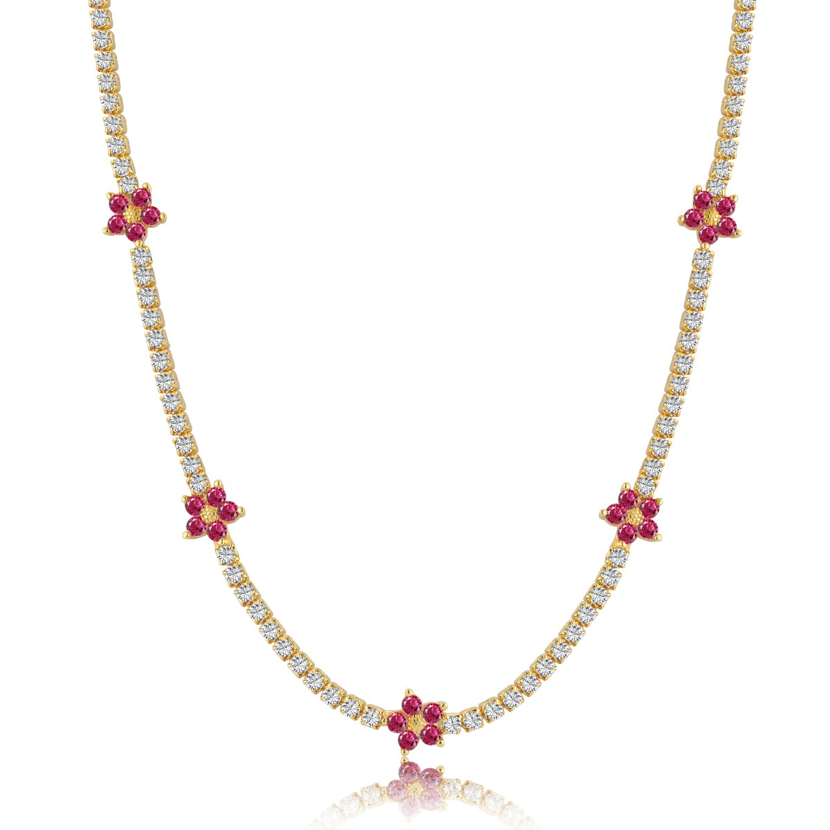 [Royal Jewellery]Luxurious Colorful Flower Tennis Necklace