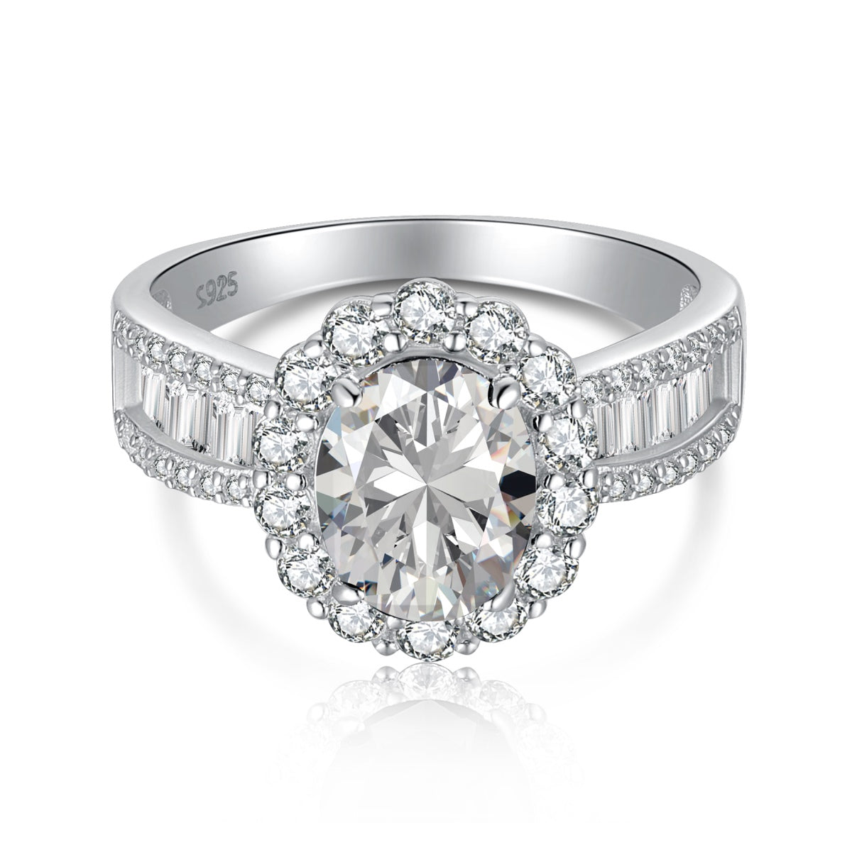 [ROYAL]1.5 Carat Dazzling Charming Oval Cut Banquet Ring