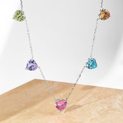 [Royal Jewellery]Sparkling Colorful Heart Cut Necklace