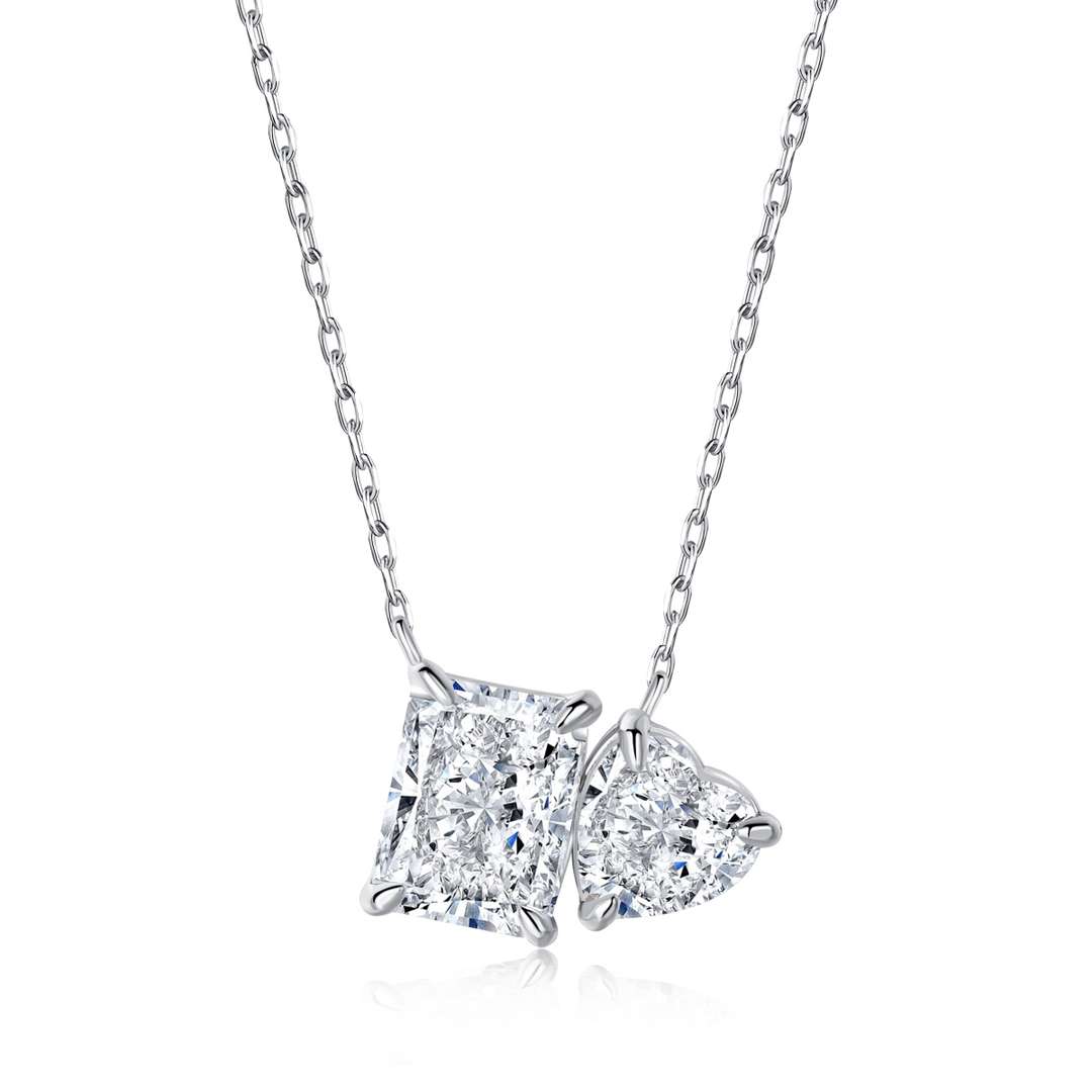 [ROYAL]Dazzling Square & Heart Shape Necklace