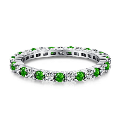 [Royal Jewellery]Exquisite Colorful Round Cut Tennis Ring