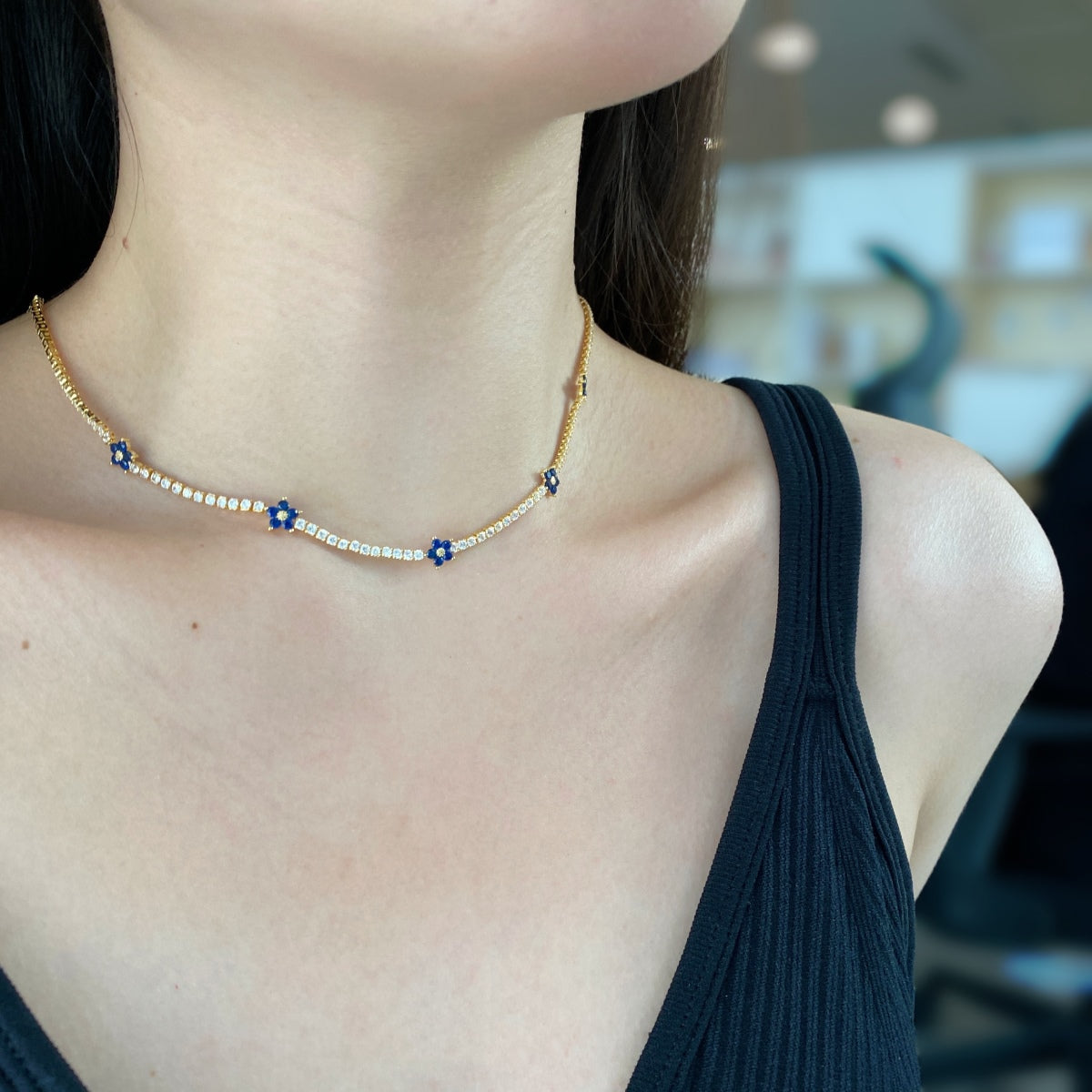 [Royal Jewellery]Luxurious Colorful Flower Tennis Necklace