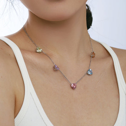 [Royal Jewellery]Sparkling Colorful Heart Cut Necklace
