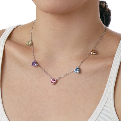 [Royal Jewellery]Sparkling Colorful Heart Cut Necklace