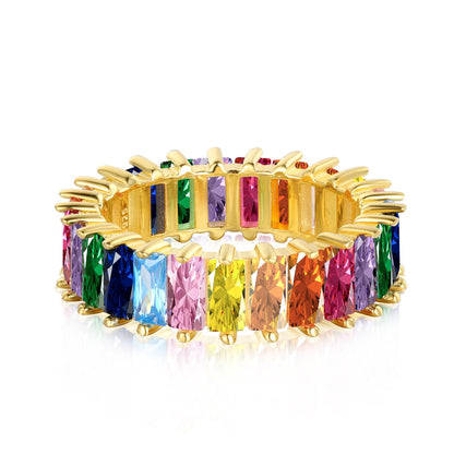 [Royal Jewellery]Unique Colorful Radiant Cut RIng