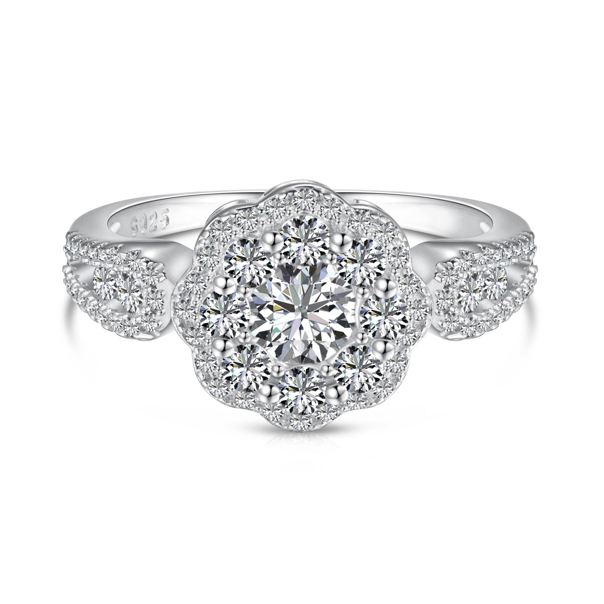 [Royal Jewellery]Delicate Colorful Round Cut Flower Shape Wedding Ring