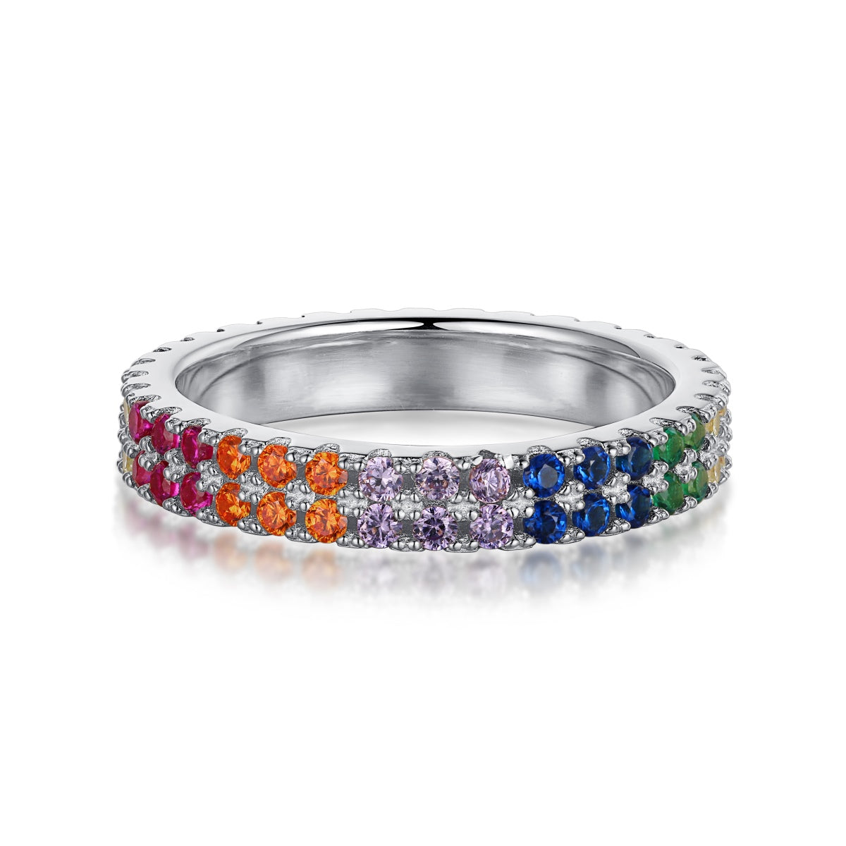 [Royal Jewellery]Unique Colorful Round Cut Tennis Ring