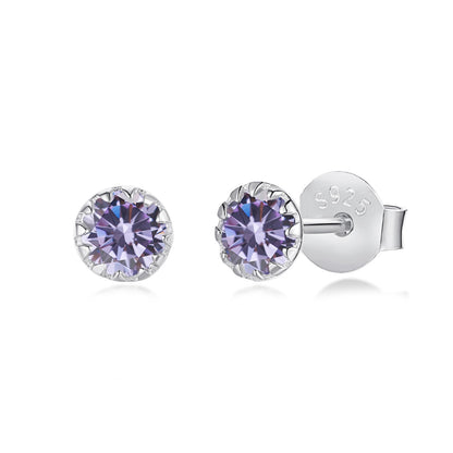 [Royal Jewellery]Sparkling Colorful Round Shape Earrings