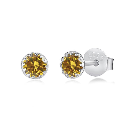 [Royal Jewellery]Sparkling Colorful Round Shape Earrings