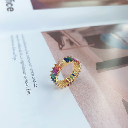 [Royal Jewellery]Unique Colorful Radiant Cut RIng