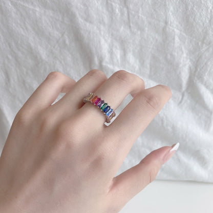 [Royal Jewellery]Unique Colorful Radiant Cut RIng