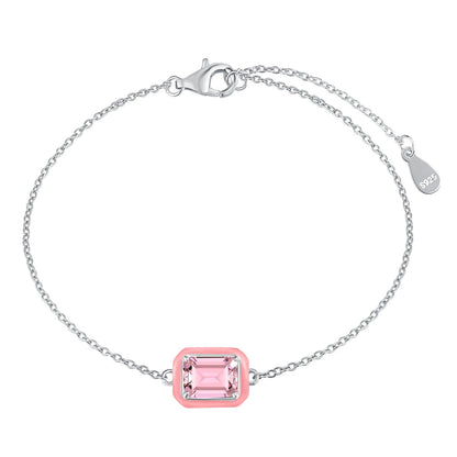 [Royal Jewellery]2.0 Carat Sparkling Colorful Emerald Cut Daily Bracelet