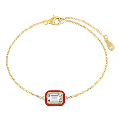 [Royal Jewellery]2.0 Carat Sparkling Colorful Emerald Cut Daily Bracelet