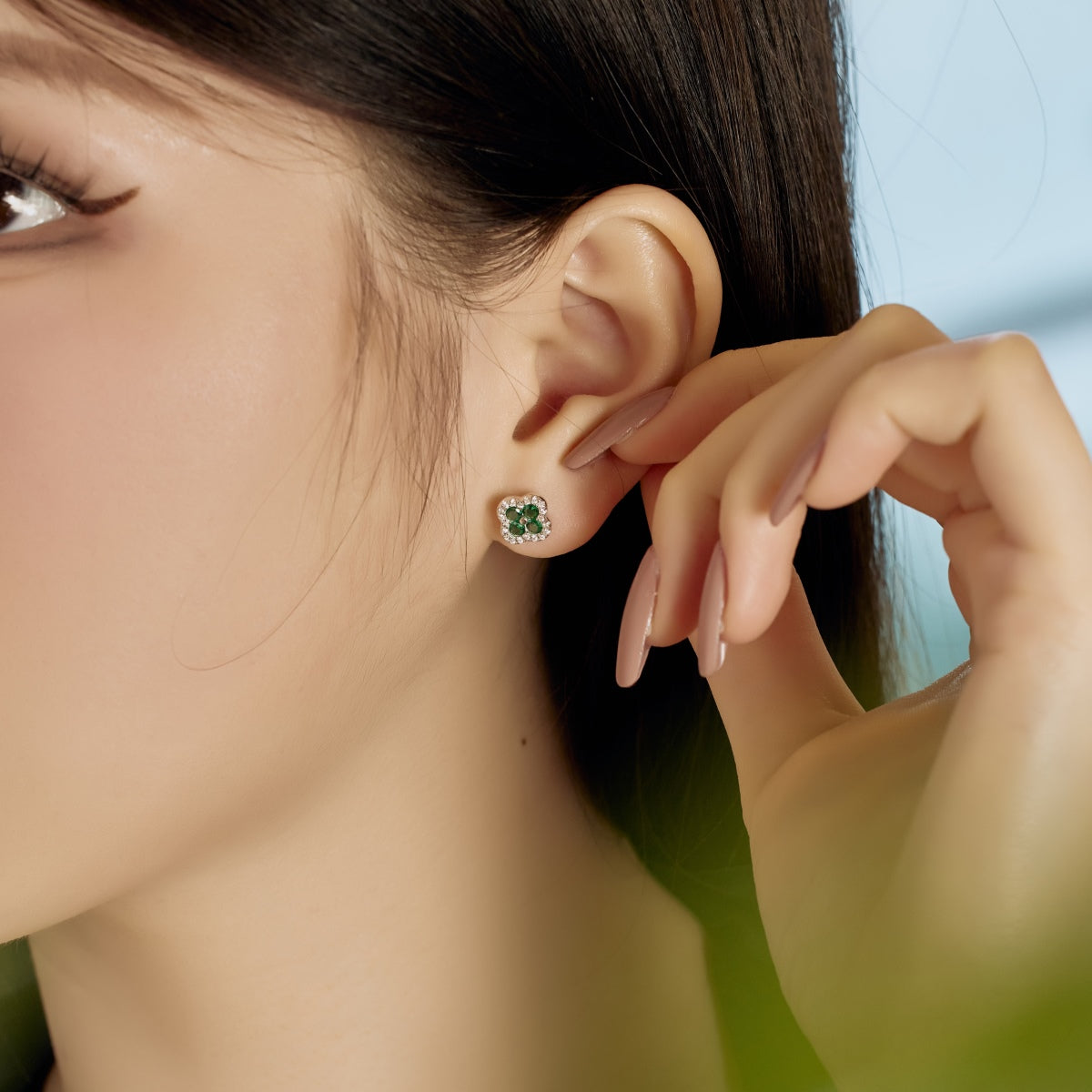 [Royal Jewellery]Four-Leaf Clover Flower Shaped Earrings