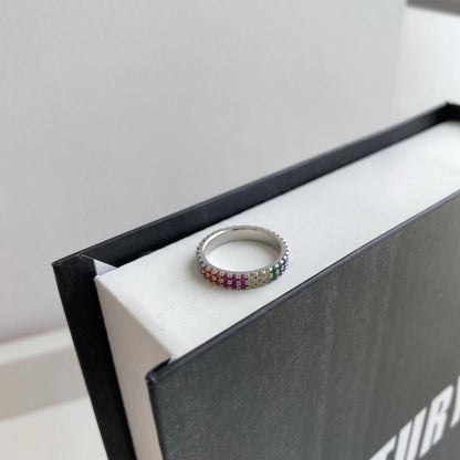 [Royal Jewellery]Unique Colorful Round Cut Tennis Ring