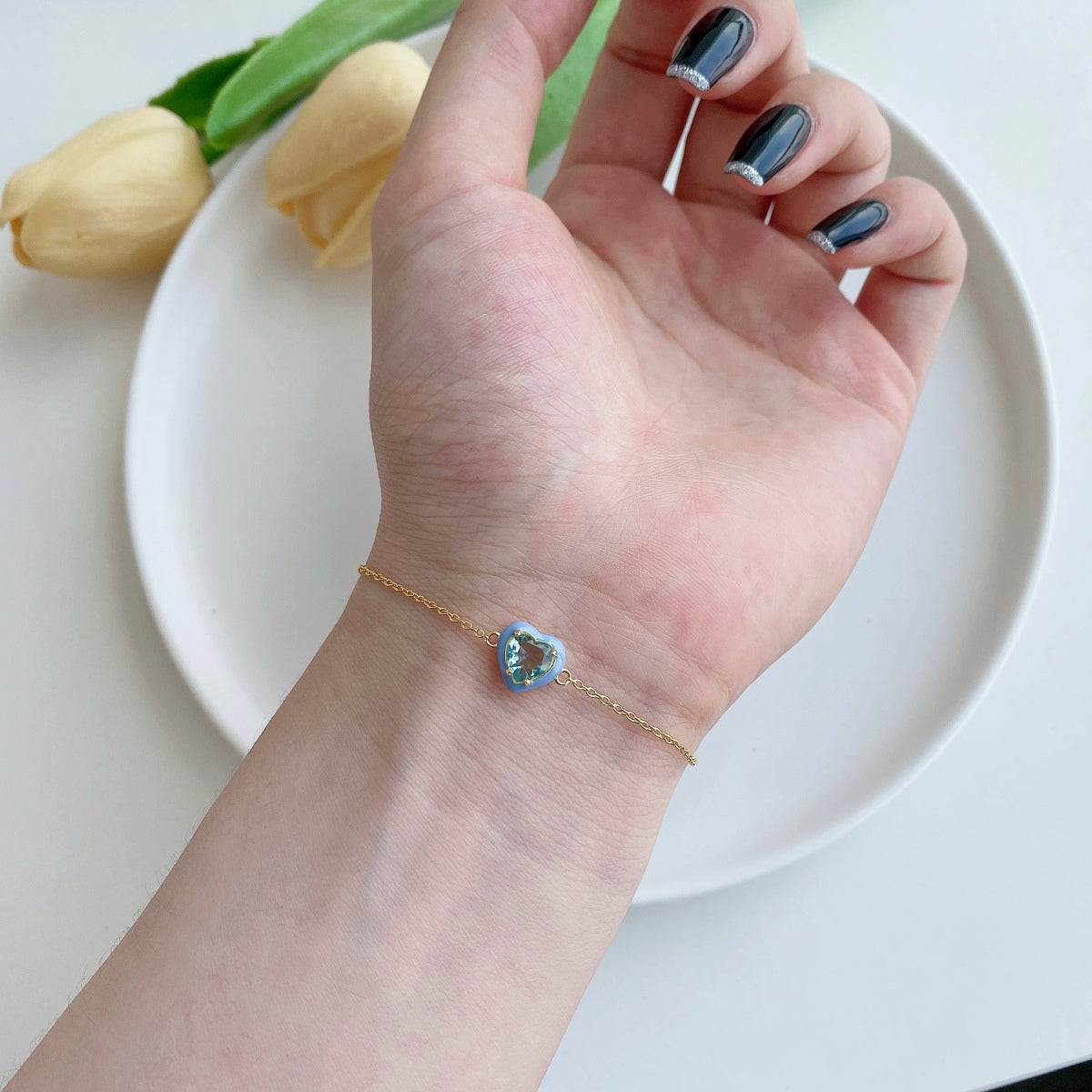 [Royal Jewellery]Sparkling Romantic Heart Shape Lover Bracelet