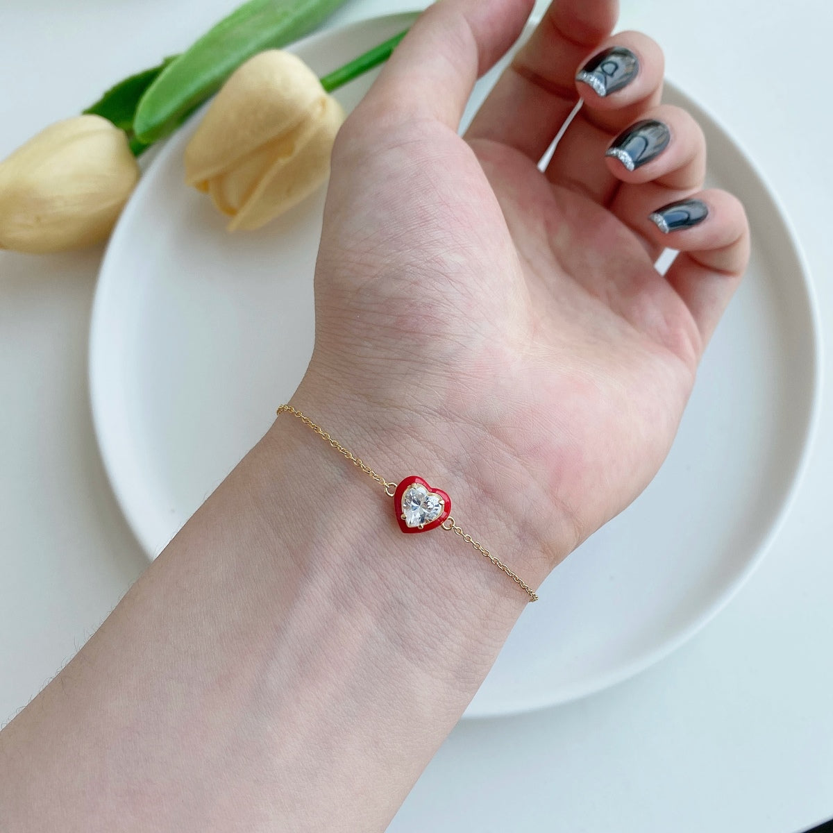[Royal Jewellery]Sparkling Romantic Heart Shape Lover Bracelet