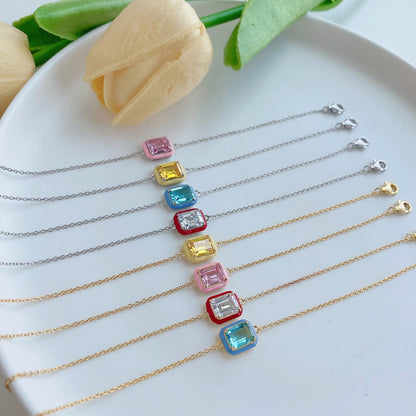 [Royal Jewellery]2.0 Carat Sparkling Colorful Emerald Cut Daily Bracelet
