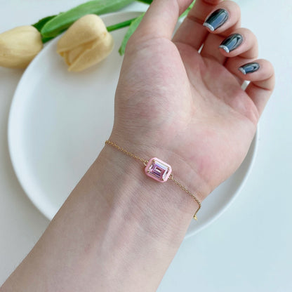[Royal Jewellery]2.0 Carat Sparkling Colorful Emerald Cut Daily Bracelet