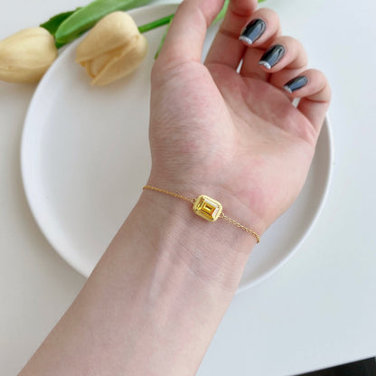 [Royal Jewellery]2.0 Carat Sparkling Colorful Emerald Cut Daily Bracelet