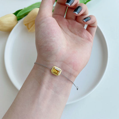 [Royal Jewellery]2.0 Carat Sparkling Colorful Emerald Cut Daily Bracelet