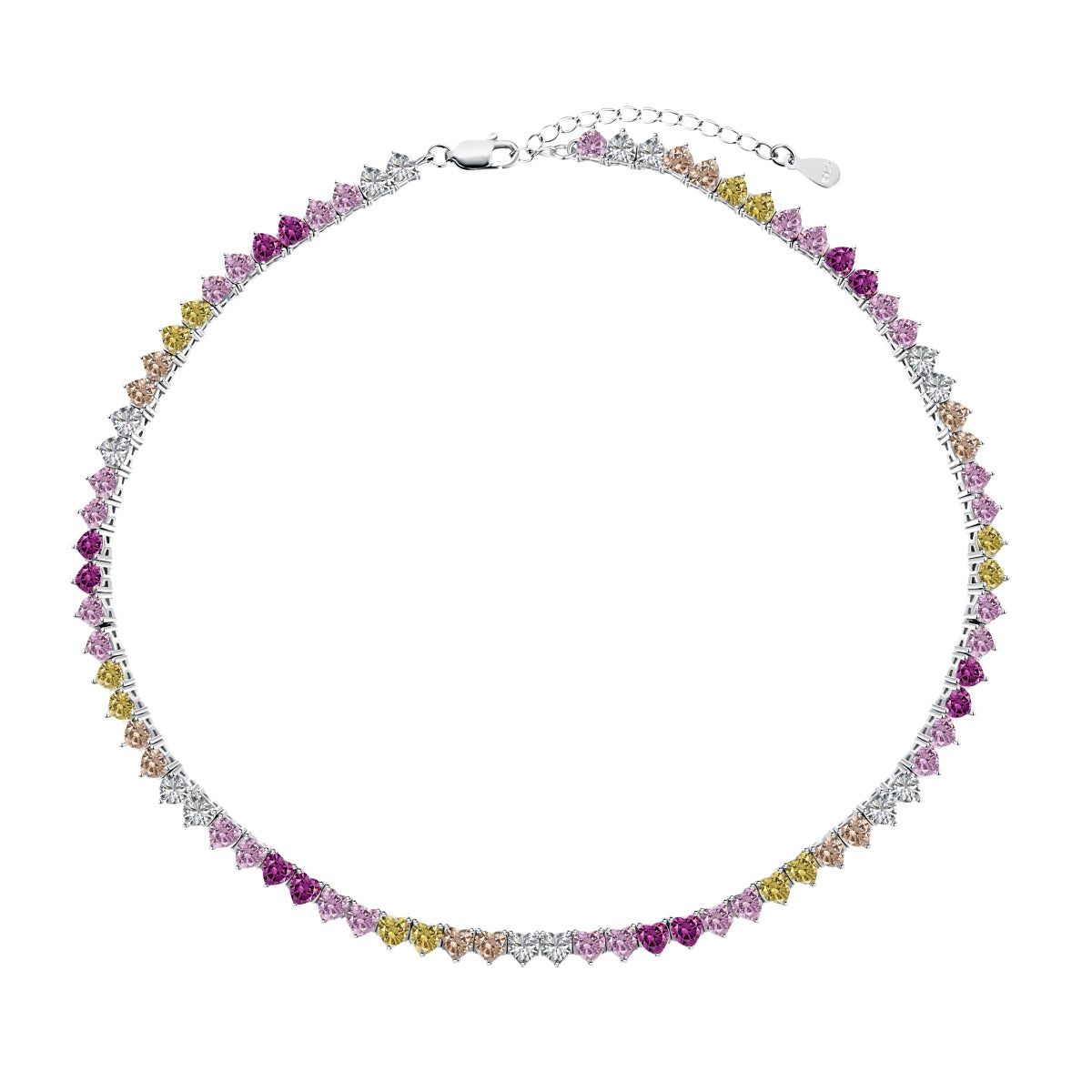 [Royal Jewellery]Sparkling Colorful Full Heart Tennis Necklace