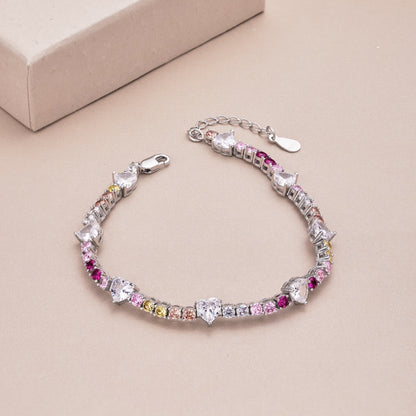 [Royal Jewellery]Romantic Heart Shape Round Cut Lover Bracelet