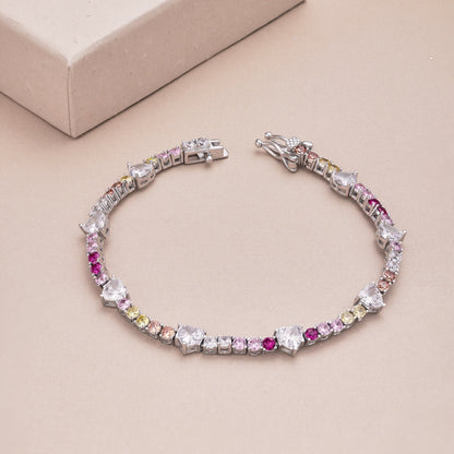 [ROYAL]Romantic Heart Shape Round Cut Lover Bracelet