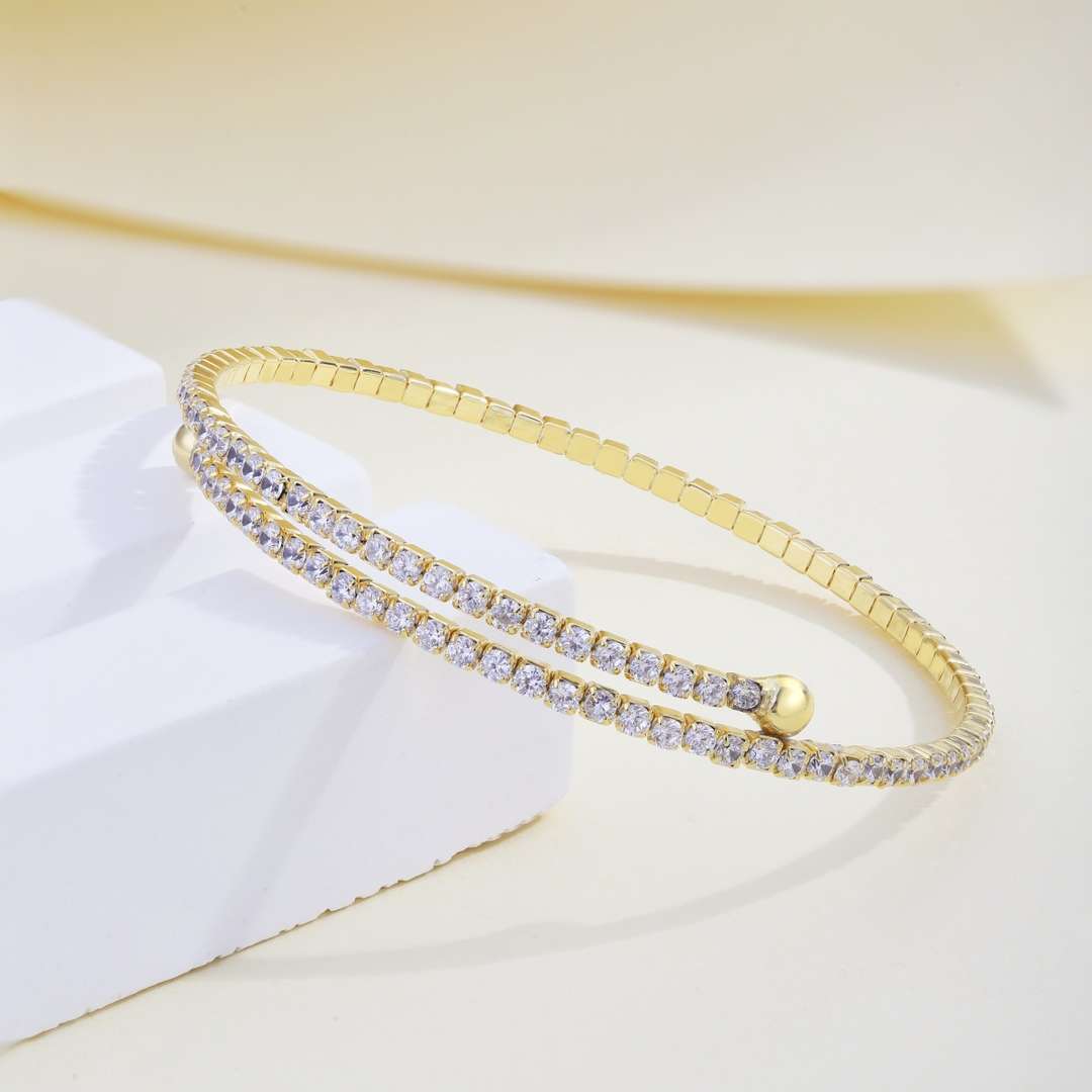 [Royal Jewellery]Row of Diamonds Round Fashion Bracelet