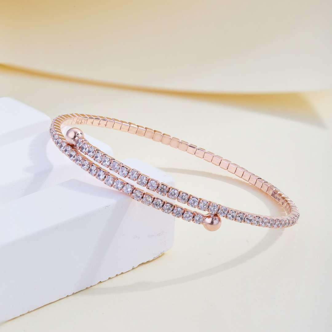 [Royal Jewellery]Row of Diamonds Round Fashion Bracelet