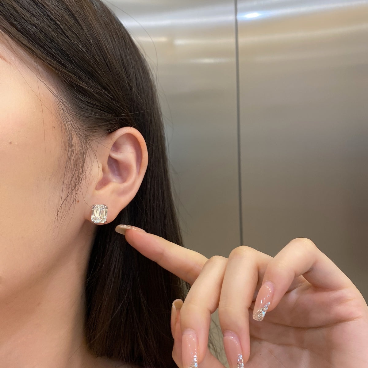 [Royal Jewellery]Dazzling Square Shape Earrings