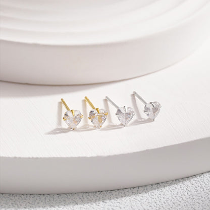 [Royal Jewellery]Sparkling Heart Shaped Simple Earrings