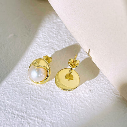 [ROYAL]Dainty Bread Pearl Earrings