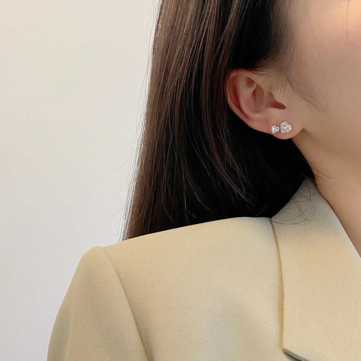 [Royal Jewellery]Double Heart-Shape Classic Princess Style Earrings