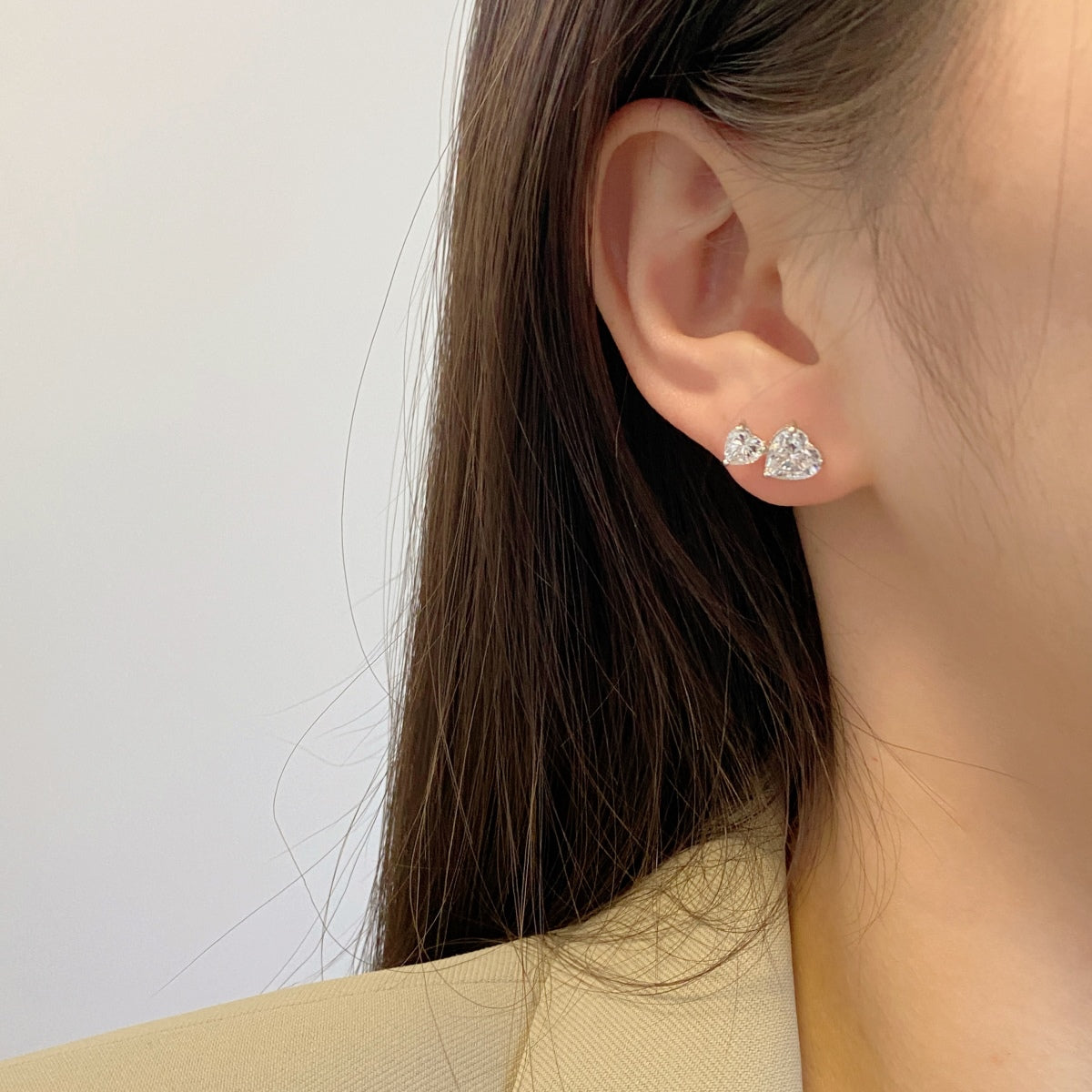 [Royal Jewellery]Double Heart-Shape Classic Princess Style Earrings