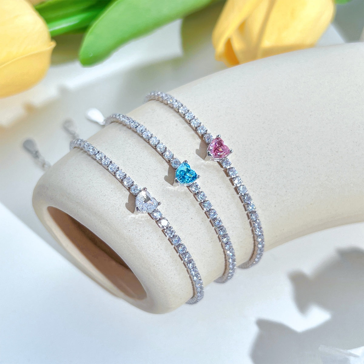 [Royal Jewellery]0.5 Carat Elegant Romantic Heart Shape Lover Bracelet