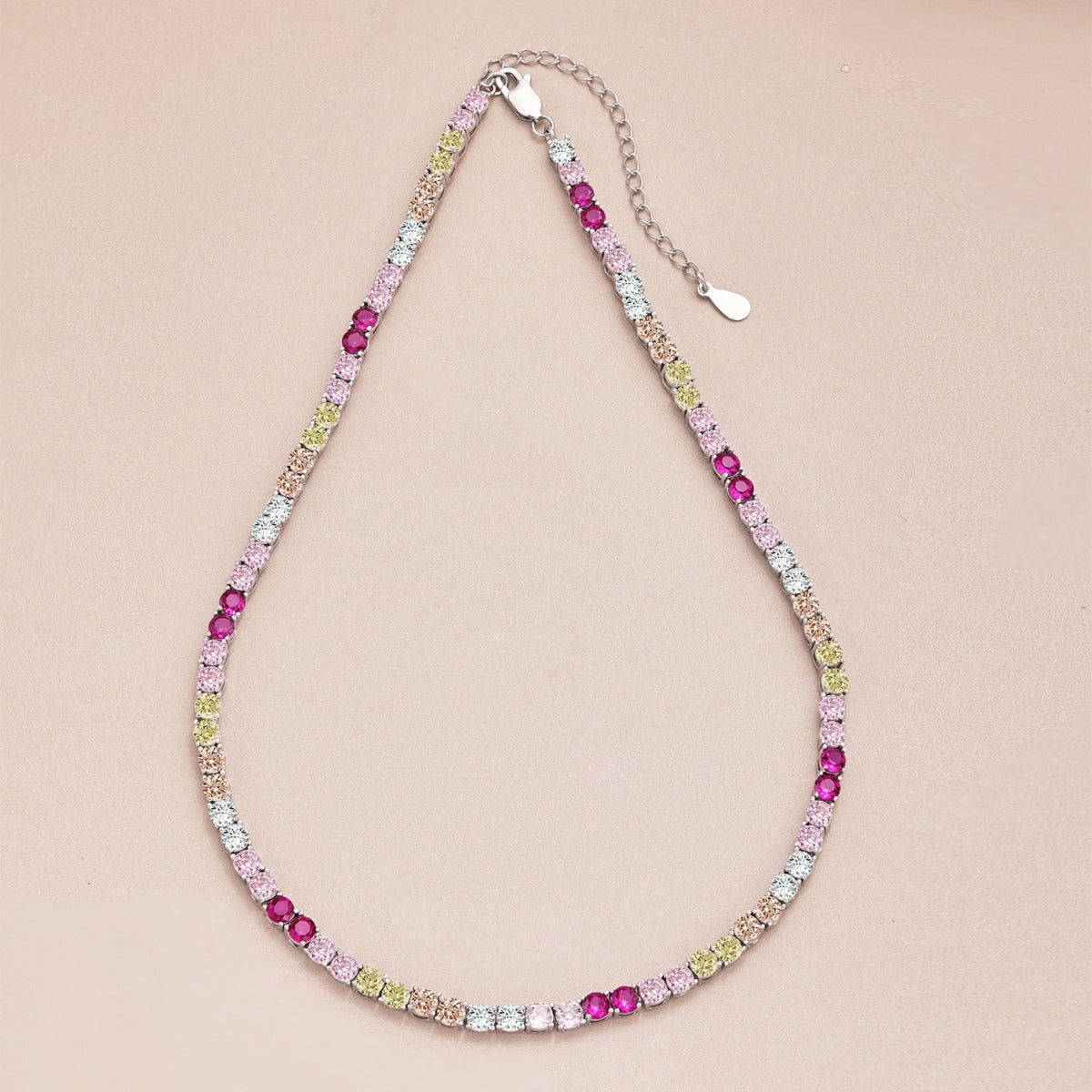 [Royal Jewellery]Delicate Colorful Tennis Necklace
