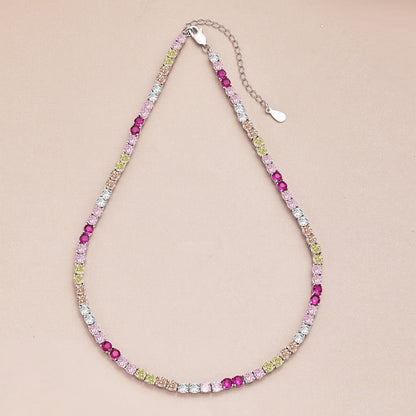 [Royal Jewellery]Delicate Colorful Tennis Necklace