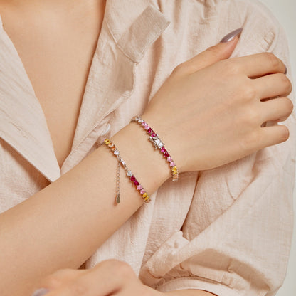 [Royal Jewellery]Luxurious Colorful Romantic Heart Shape Lover Bracelet