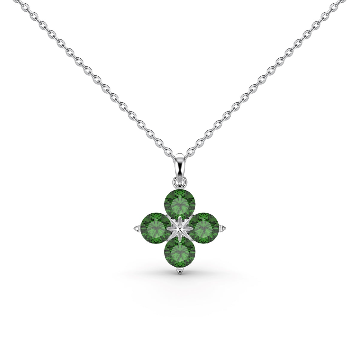[Royal Jewellery]Four-Leaf Clover And Eight-Pointed Star Necklace