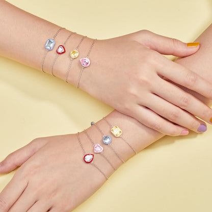 [Royal Jewellery]2.0 Carat Sparkling Colorful Emerald Cut Daily Bracelet