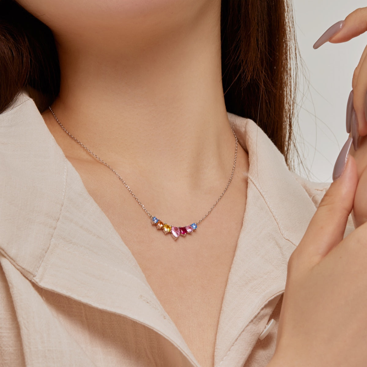 [Royal Jewellery]Dainty Colorful Heart Necklace
