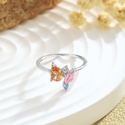 [Royal Jewellery]Radiant Colorful Multi Cut Daily Ring
