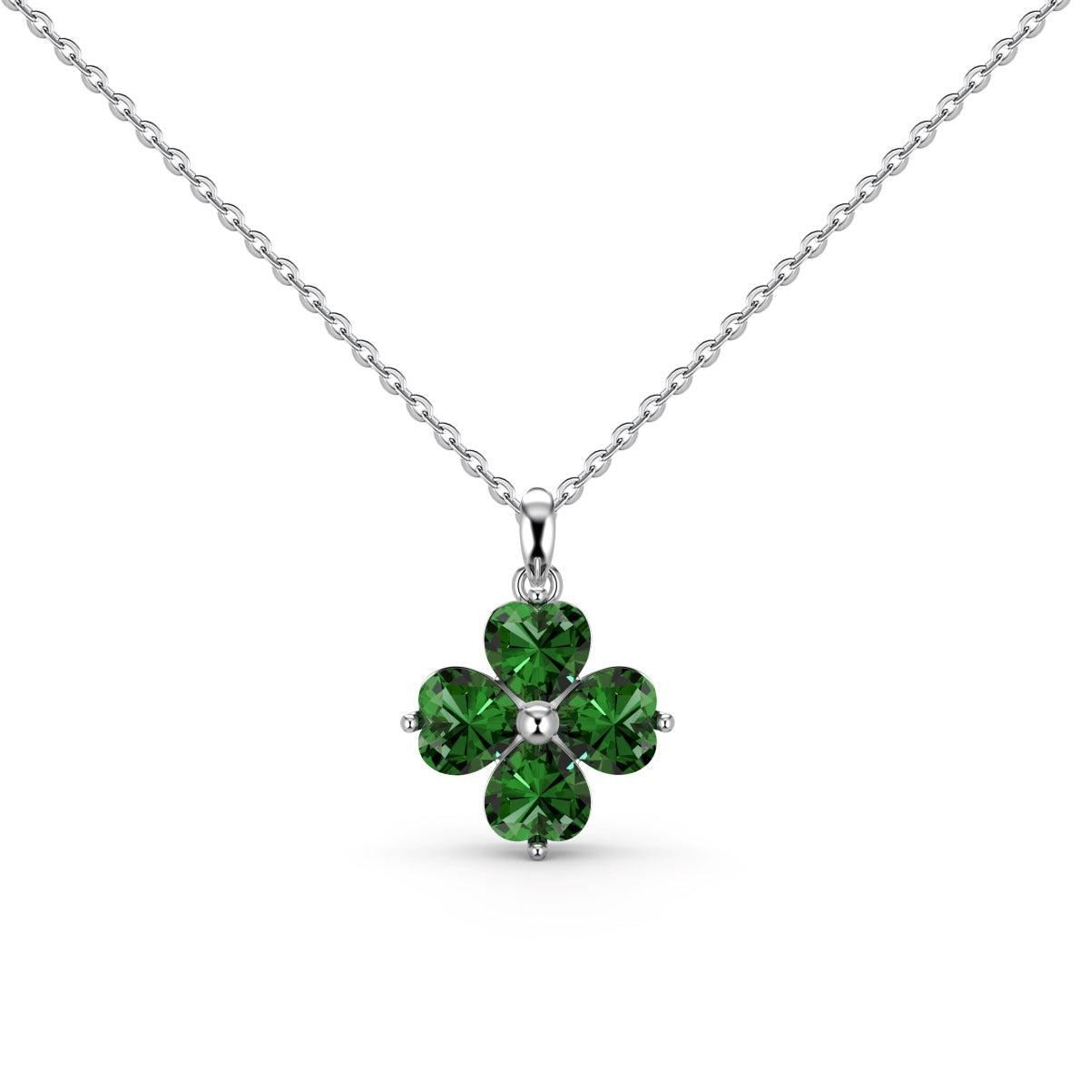 [Royal Jewellery]Heart-Shaped Four-Leaf Clover Bead Necklace