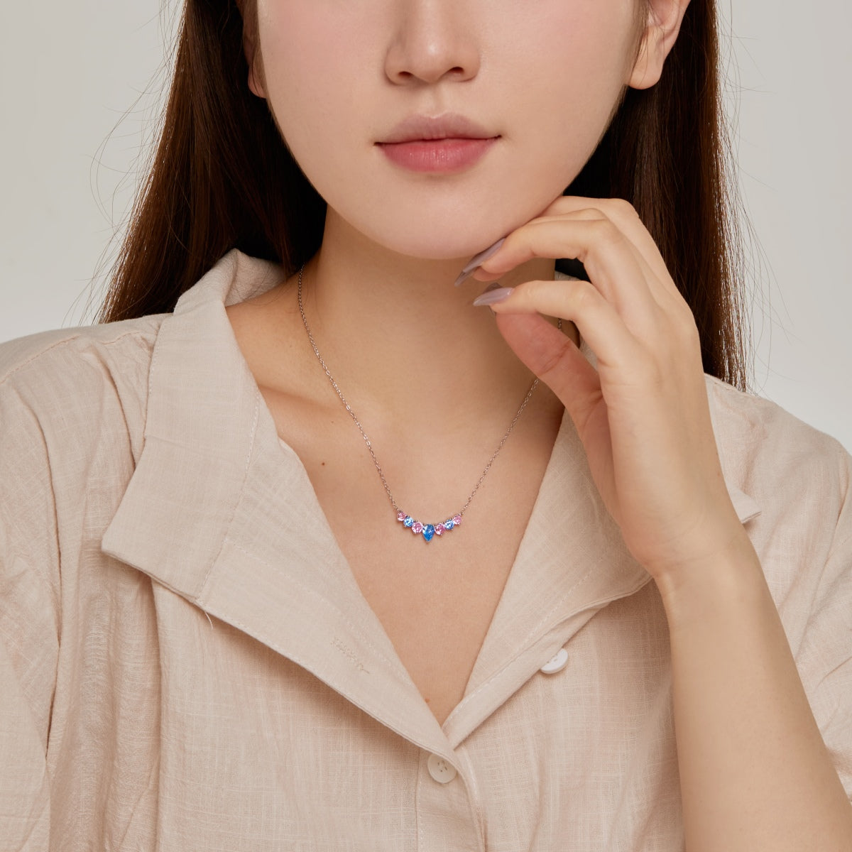 [Royal Jewellery]Dainty Colorful Heart Necklace